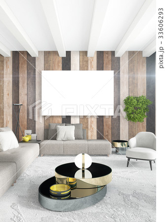 White bedroom minimal Interior design with wood 33606293