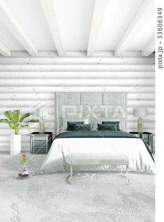 White bedroom minimal style Interior design with 33606349
