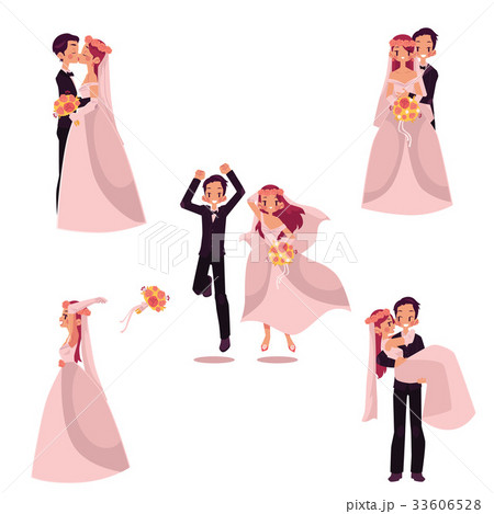 Happy wedding couple set, bride and groom Happy wedding couple set, bride and groom 33606528