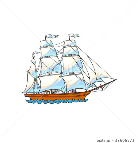 Beautiful sailing ship, sailboat with white sails Beautiful sailing ship, sailboat with white sails 33606573