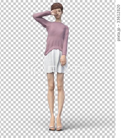 ポーズする綺麗な脚の女性 perming3DCGイラスト素材 ポーズする綺麗な脚の女性 perming3DCGイラスト素材 33612820
