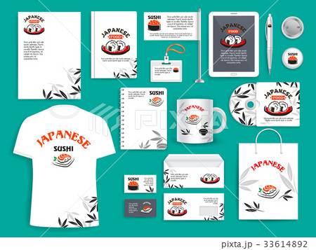 Corporate identity vector items for Japanese sushi 33614892