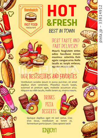 Fast food restaurant vector poster template Fast food restaurant vector poster template 33614912