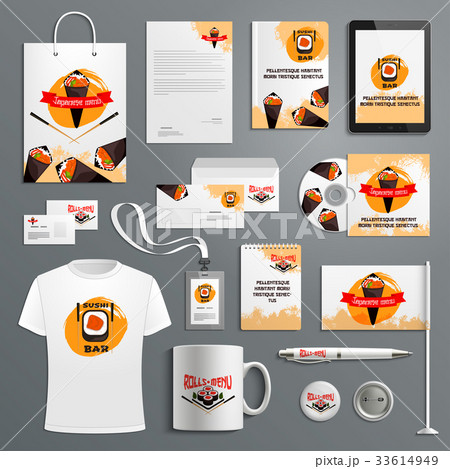 Corporate identity vector items for sushi bar 33614949