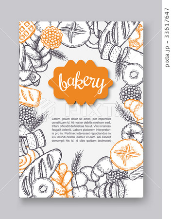 Hand drawn decorative bread bakery flayer . Vector 33617647