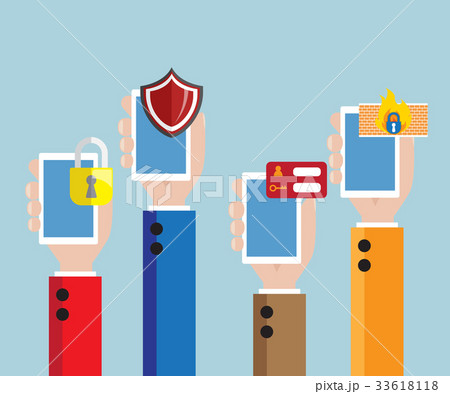 set of hand with mobile smartphone protection 33618118