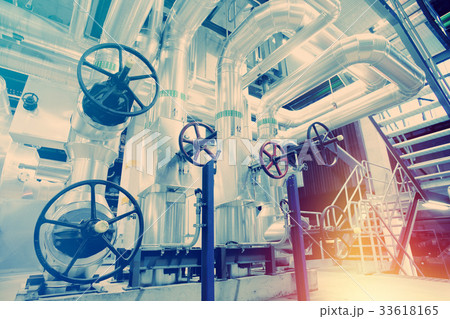 Industrial zone, Steel pipelines, valves and cable 33618165