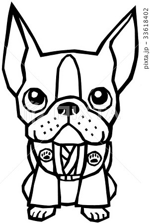 Cutout Boston Terrier Monochrome Stock Illustration