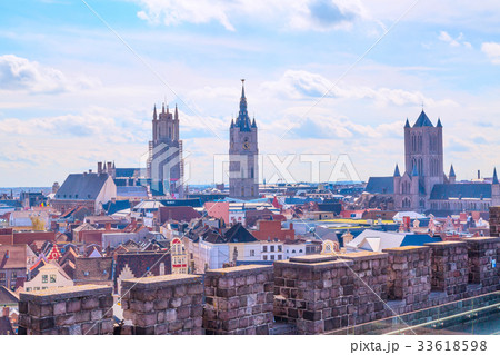 Aerial view of Ghent, Belgium 33618598