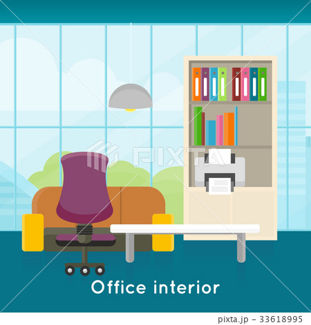 Office Interior Concept Vector In Flat Design. 33618995
