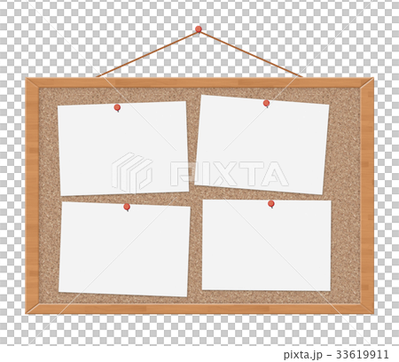 4 sheets of paper on a cork board - Stock Illustration [33619911] - PIXTA