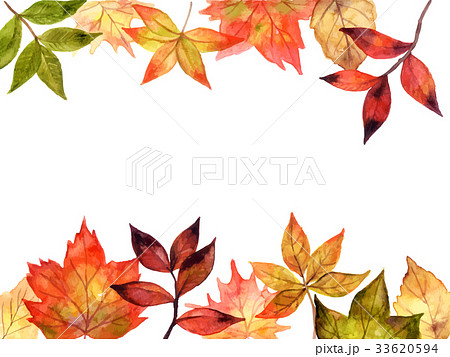 秋の植物フレームのイラスト素材 33620594 Pixta