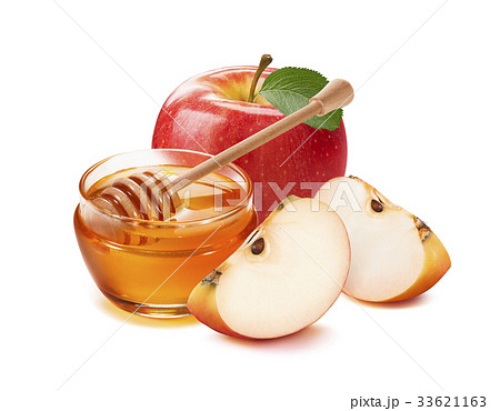 Apples and honey jar for jewish new year 33621163