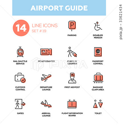 Airport guide - modern simple icons, pictograms Airport guide - modern simple icons, pictograms 33621434