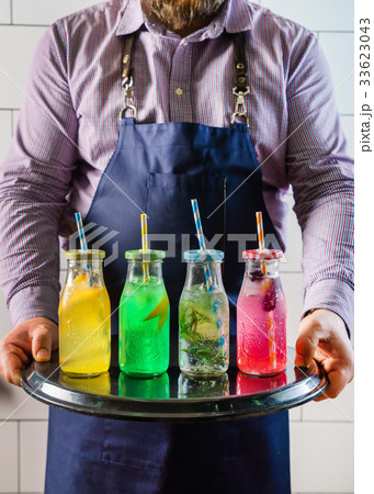 chef with summer drinks chef with summer drinks 33623043