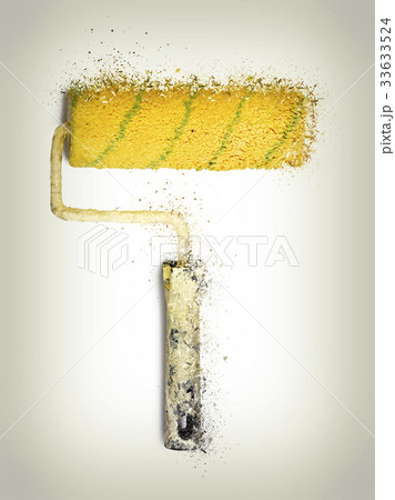 Paint roller shattered on white background 33633524