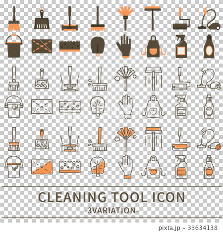 Cleaning tool icon set 33634138