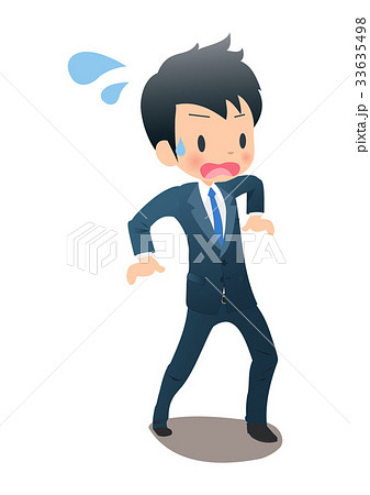 焦るスーツ姿の若い男性ビジネスマンのイラスト素材