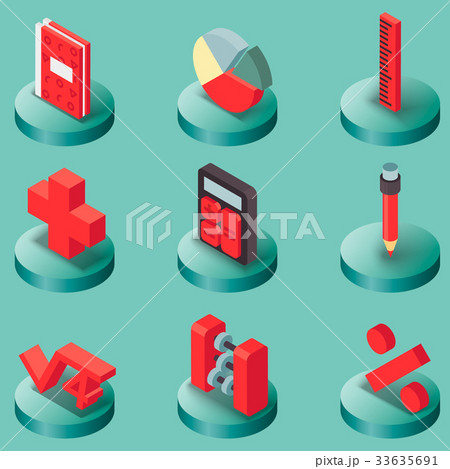 Algebra color isometric icons Algebra color isometric icons 33635691