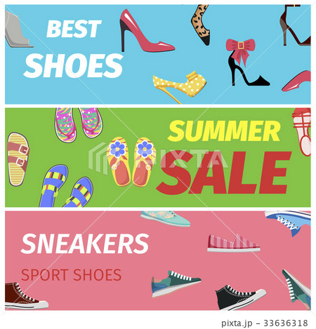 Best Summer Sale of Sneakers Sport Shoes Banners. Best Summer Sale of Sneakers Sport Shoes Banners. 33636318