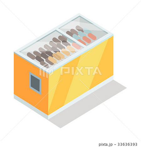 Ice-cream in Groceries Freezer Isometric Vector 33636393