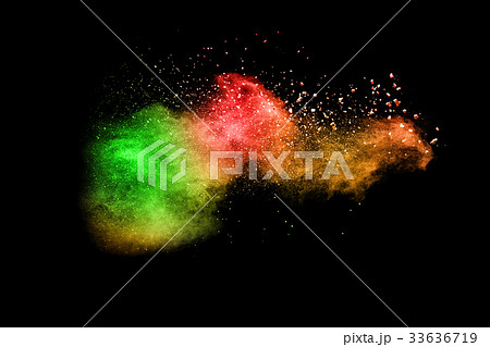 The explosion of multi colored powder. The explosion of multi colored powder. 33636719