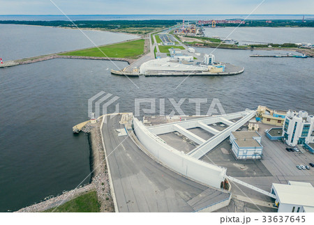 Aerial view of ship-crossing facility in Kronstadt 33637645