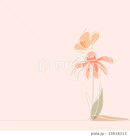 Drawing of beautiful flower with butterfly Drawing of beautiful flower with butterfly 33638313