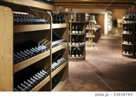 Champagne bottles in wine store 33638764