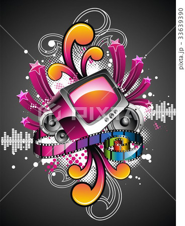 Illustration on a media and movie theme. Illustration on a media and movie theme. 33639390