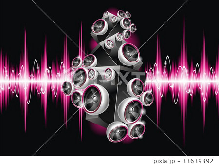 Illustration on a musical theme with speakers. 33639392
