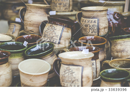 Artistic ceramic bowls as a souvenir at local trad Artistic ceramic bowls as a souvenir at local trad 33639396