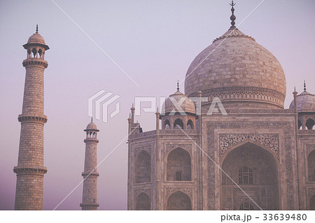 Amazing view on the Taj Mahal in sunset light Amazing view on the Taj Mahal in sunset light 33639480