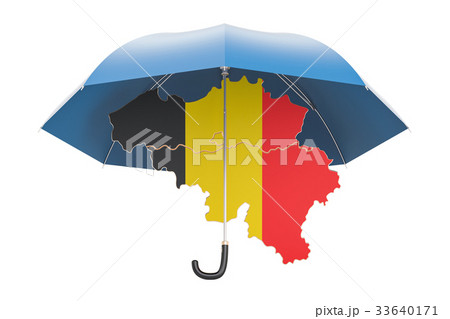 Belgian map under umbrella. Security and protect 33640171