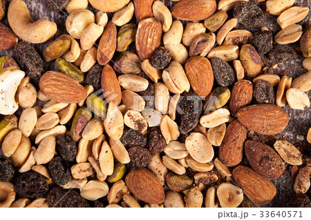 Over top view of Mix from healthy raw nuts on 33640571