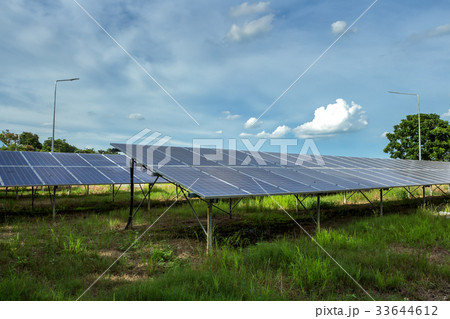 solar panel on sky sunset background. solar panel on sky sunset background. 33644612