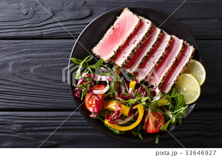 Close up of rare seared Ahi tuna slices 33646927