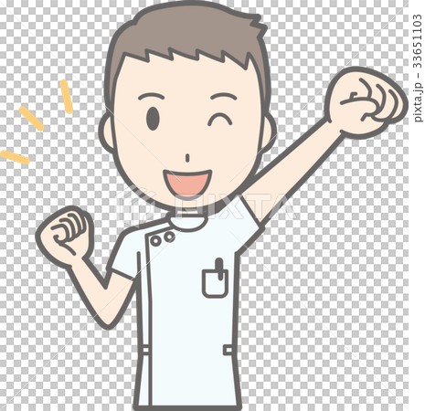 白衣を着た男性看護師が拳を上げてウインクしているイラストのイラスト素材 白衣を着た男性看護師が拳を上げてウインクしているイラストのイラスト素材