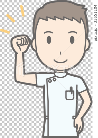 穿一件白色外套的一位男性護士的例證握拳頭 穿一件白色外套的一位男性護士的例證握拳頭 33651104