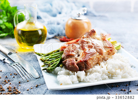 rice with asparagus and meat rice with asparagus and meat 33652882