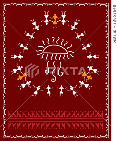 Folk Dancers Tribal Design, Motif, Wall Painting 33653648