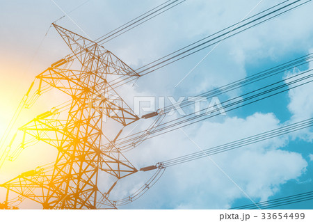 High voltage cable power post steel tower pylons 33654499