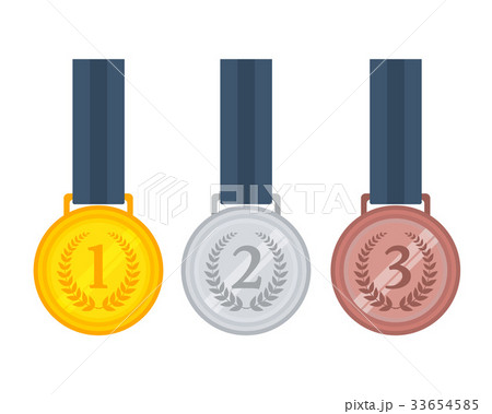 Set of gold, silver and bronze medal 33654585
