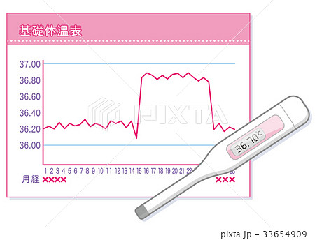 基礎体温イメージ 基礎体温表 基礎体温計のイラスト素材