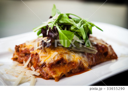 Lasagna with salad 33655290