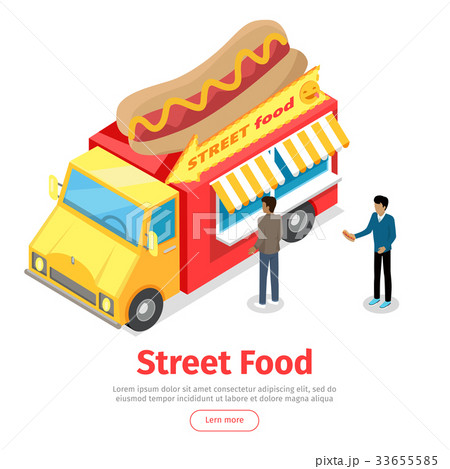 Fast Food Truck Isometric Projection Style. People 33655585