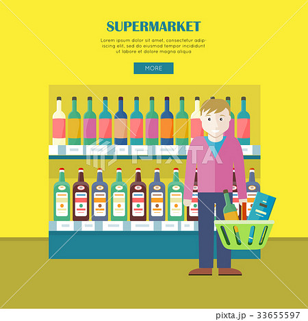Supermarket Concept Web Banner in Flat Design. Supermarket Concept Web Banner in Flat Design. 33655597