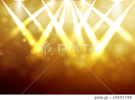 Shining Gold disco spotlights with blured bokeh 33655749