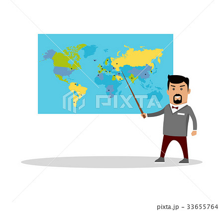 Geography Lesson Flat Design Vector Illustration. 33655764