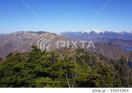 半月山山頂からみた足尾と日光連山の山並み 33655904